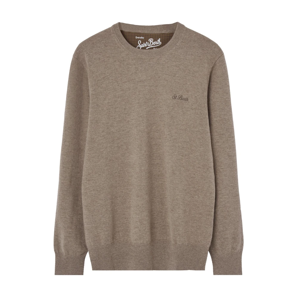 MC2 Saint Barth Beige Logo Miniature Sweater Jersey Brown Heren
