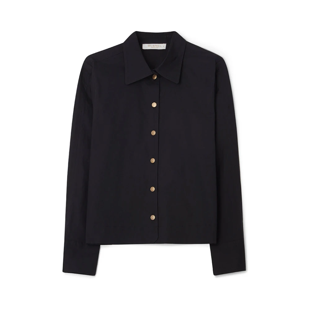 Busnel Noomi Zwarte Shirt Gouden Knoopdetail Black Dames