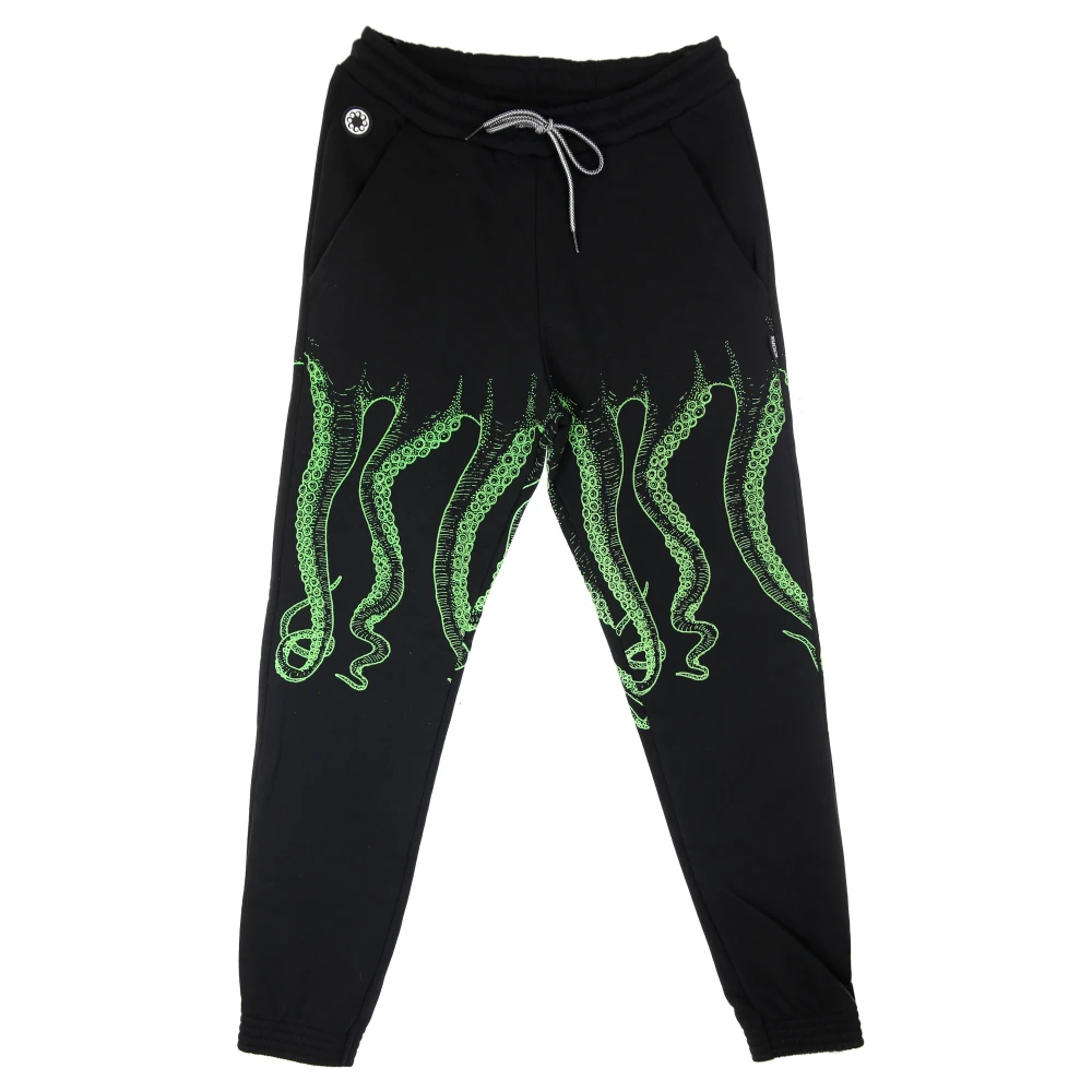Octopus Zwarte lichtgewicht trainingspakbroek met print Black Heren