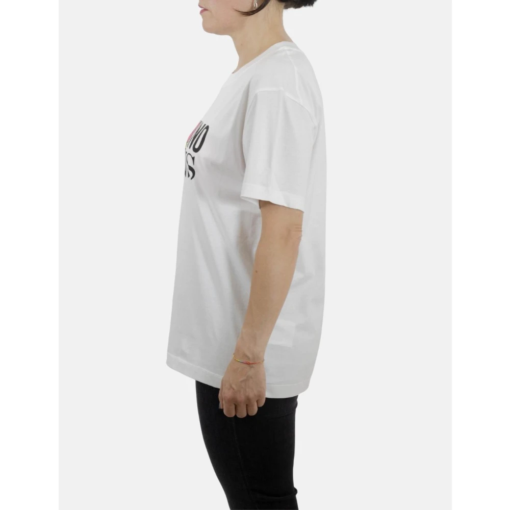 Moschino Wit Wijdvallend T-shirt met Logo op Voorkant White Dames