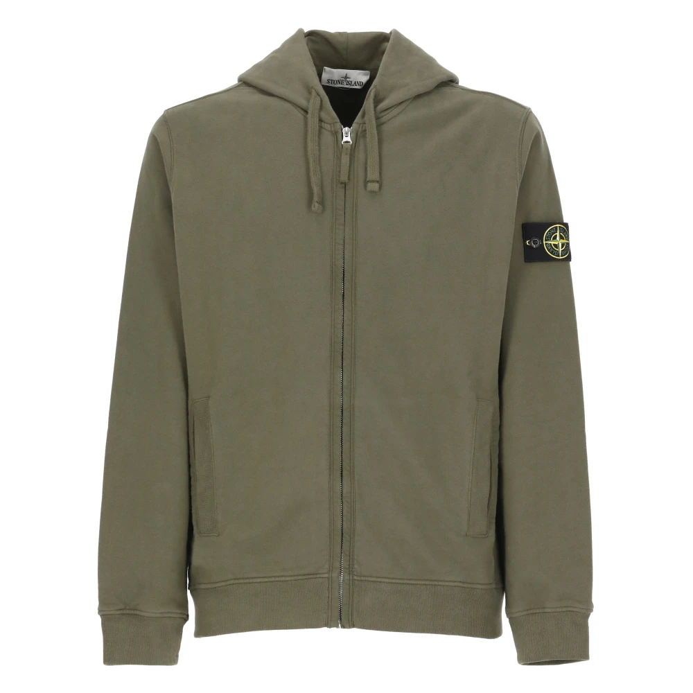 Stone Island Groene Katoenen Hoodie met Rits Green Heren
