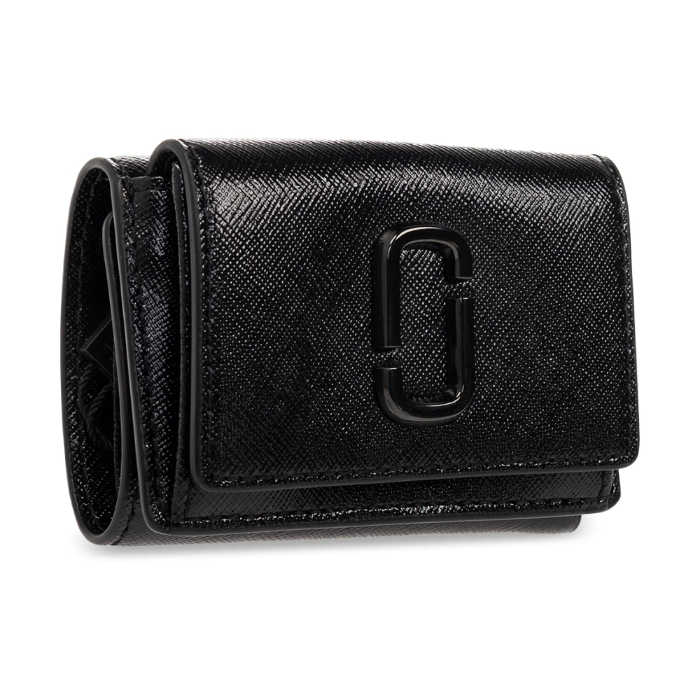 Marc Jacobs Leren portemonnee met logo Black Dames