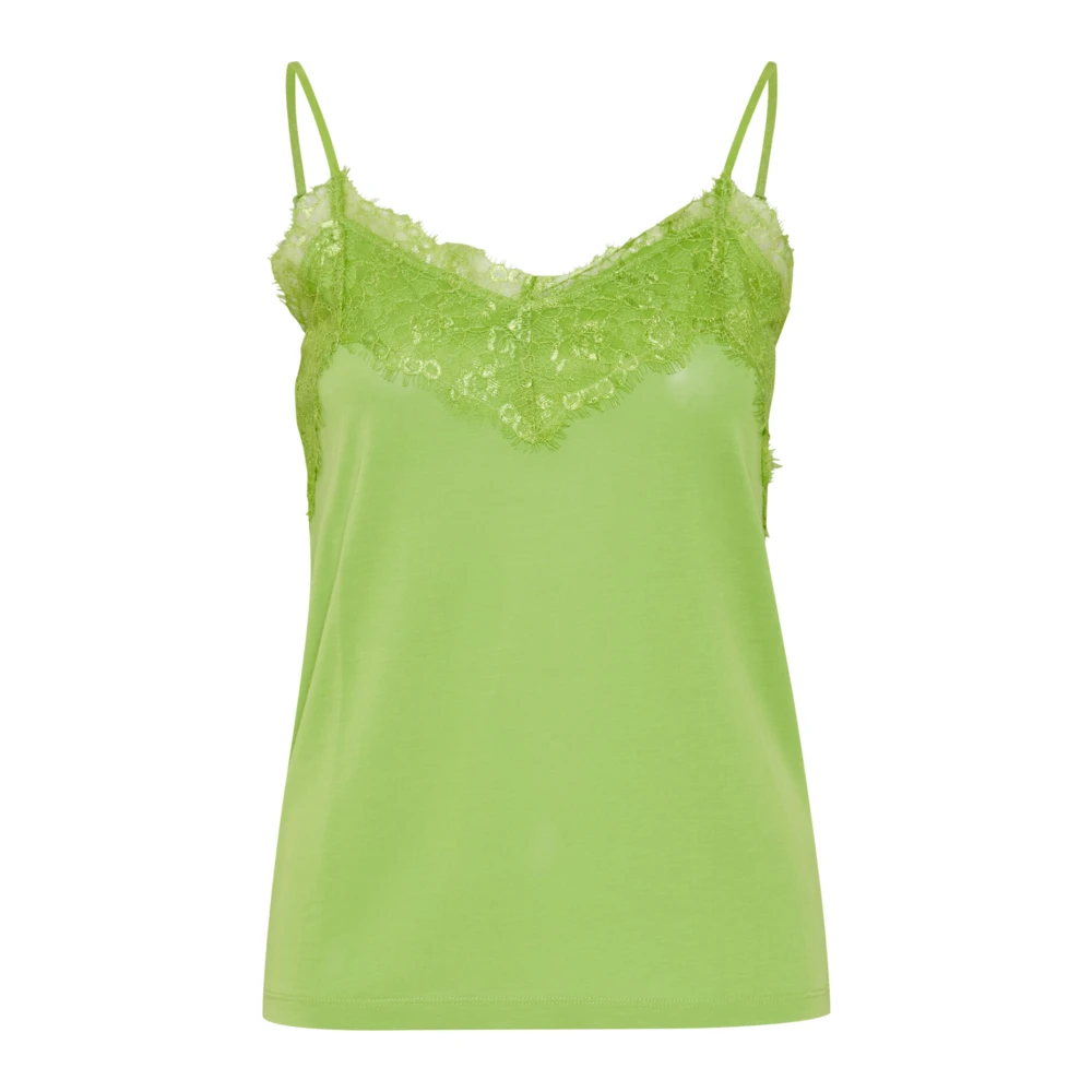 Ichi Groene Kant Top & T-Shirt Green Dames