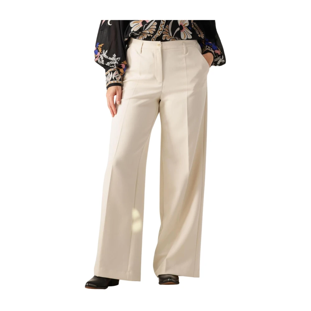 Summum Woman Wijde Pijp Broek Wit Foam White Dames
