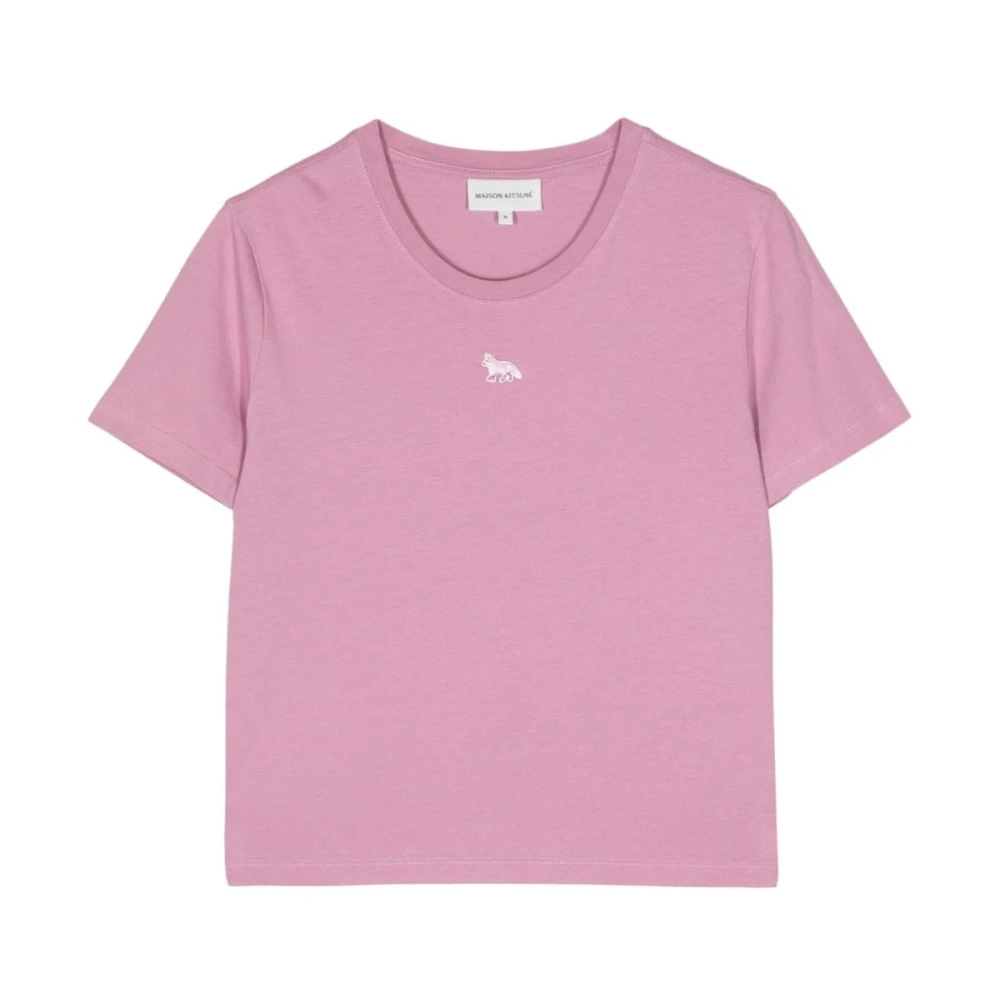 Maison Kitsuné Baby Fox Patch Katoen T-Shirt Roze Pink Dames