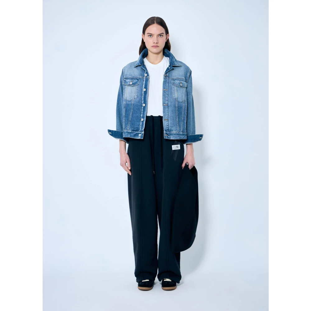 MM6 Maison Margiela Logo Patch Katoenen Track Pants Black Dames