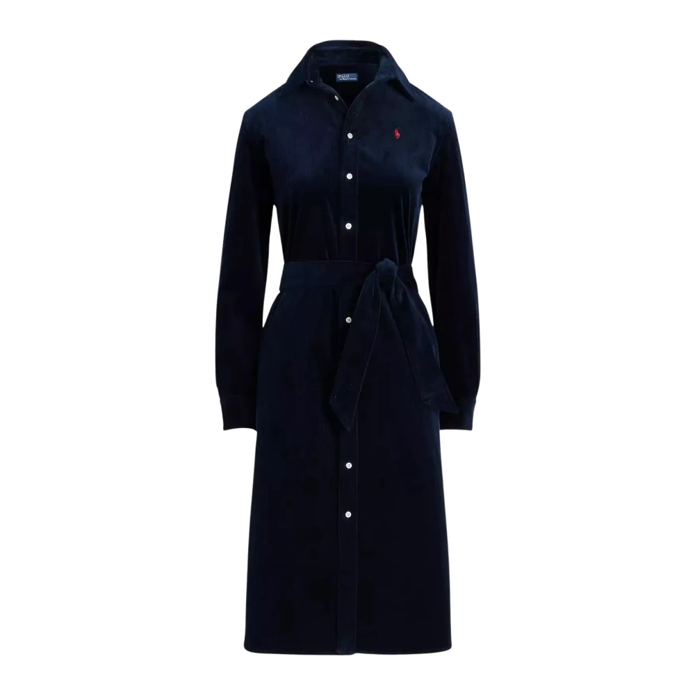 Ralph Lauren Corduroy midi jurk Blue Dames