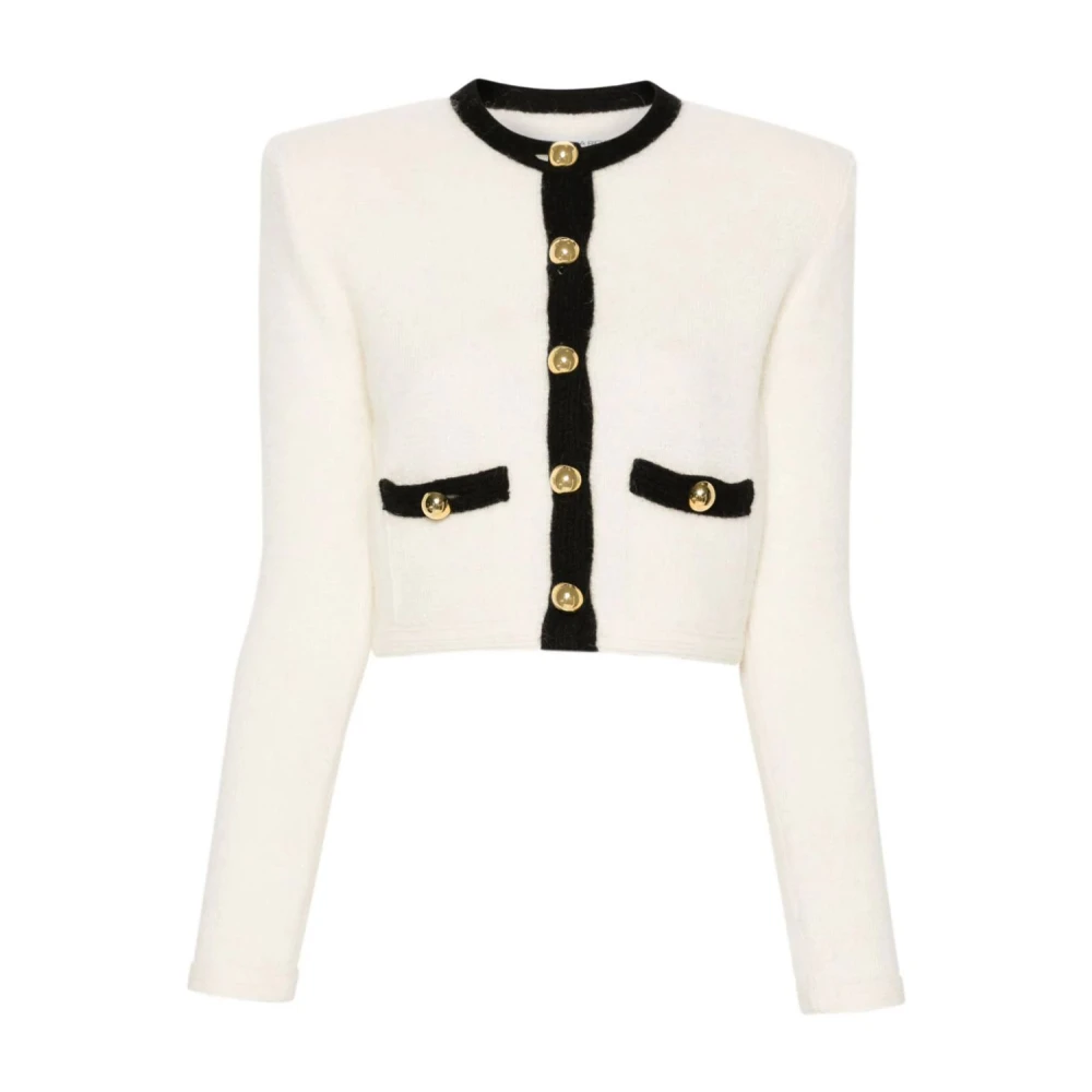 Alessandra Rich Vit Alpacka Kort Stickad Kofta White, Dam