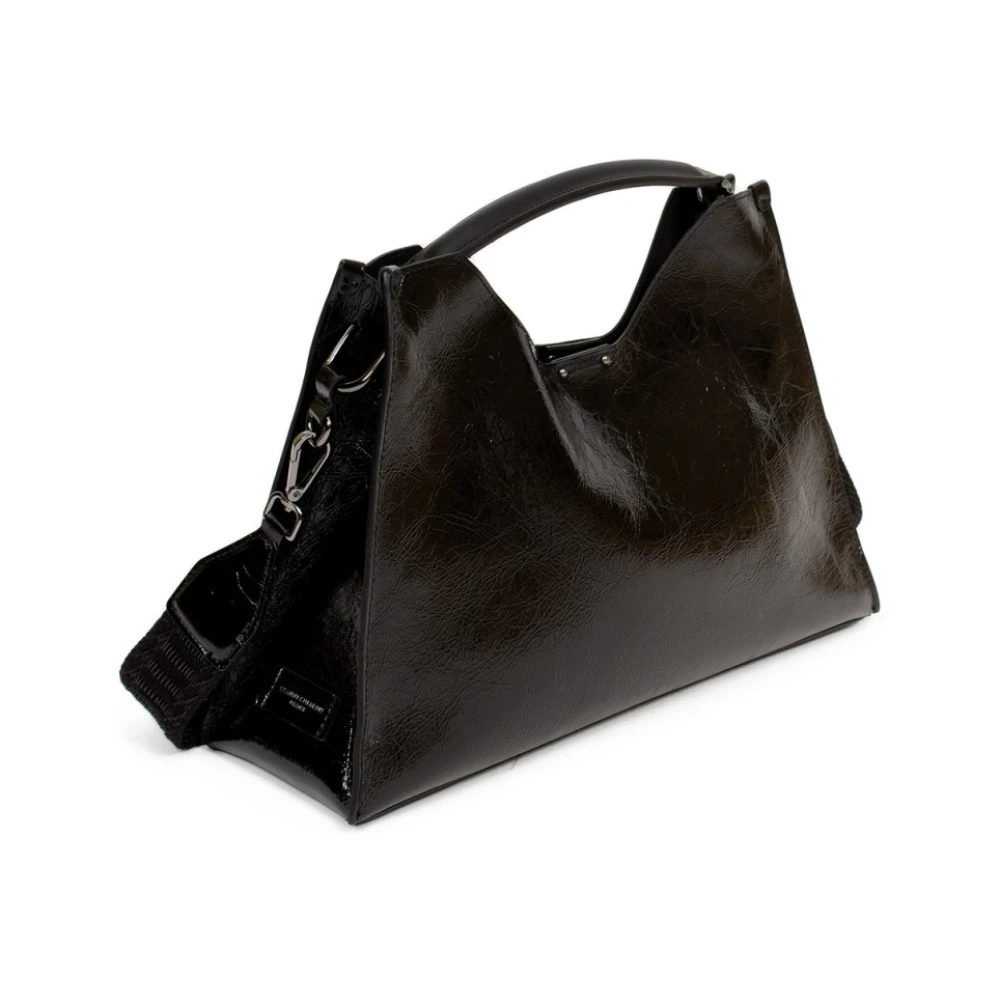 Gianni Chiarini Glanzende Leren Trapeziumtas Black Dames