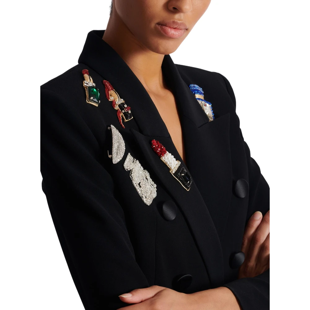 Balmain Aansluitend jasje met 6 knopen en patches Black Dames