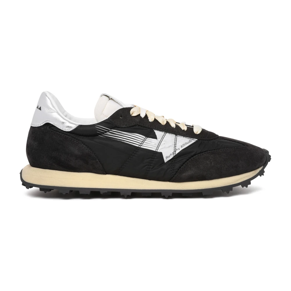 RUN OF Zwarte Sneakers van Suède en Nylon Heren Schoenen