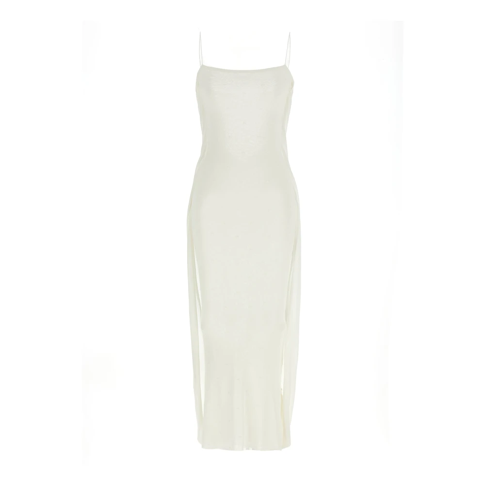 Jacquemus White Midi Dresses, Female, S, La Robe Maille Plumetis Long Dress