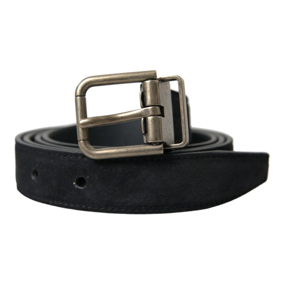 Dolce & Gabbana Elegante zwarte leren riem met metalen gesp Black Heren