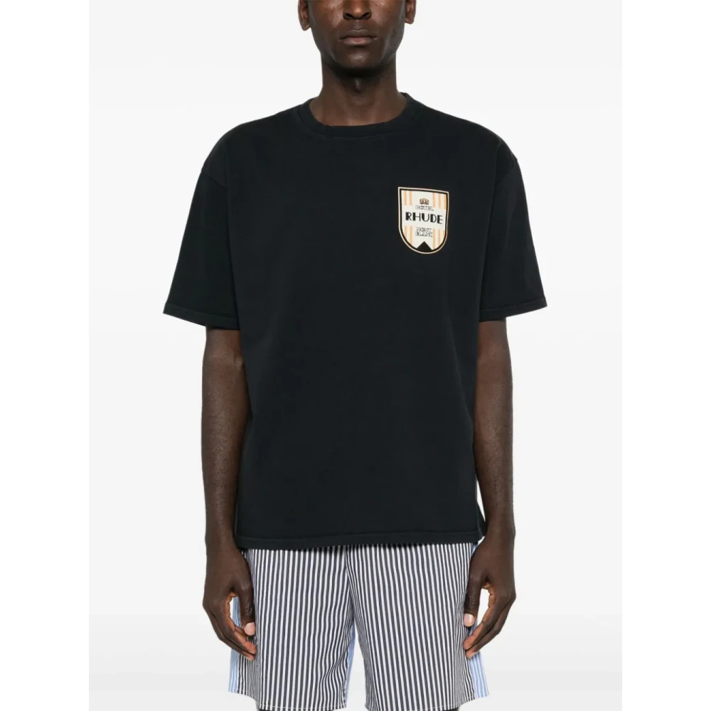 Rhude Zwart T-shirt met Print aan de Voorkant Black Heren