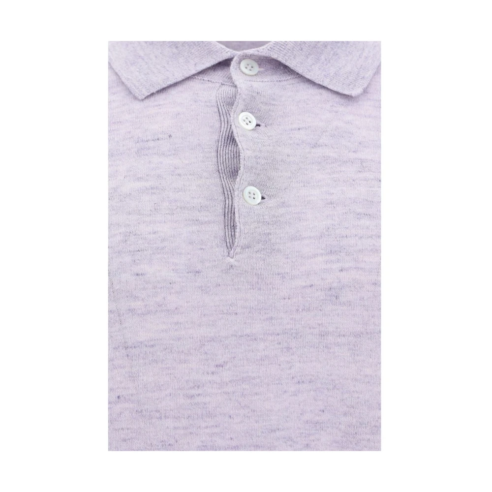 BRUNELLO CUCINELLI Mlange Polo Shirt met Ripp Kraag Beige Heren