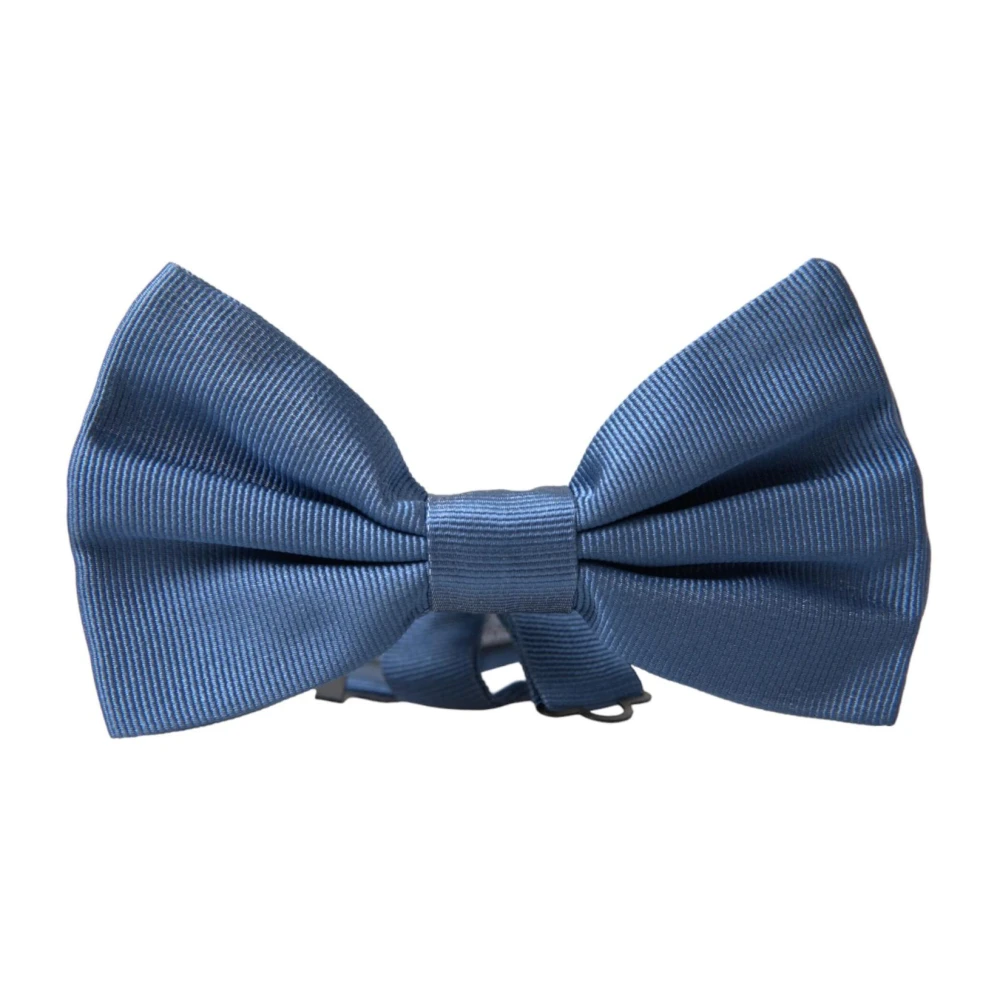 Dolce & Gabbana Blauwe Zijden Vlinderdas Verstelbare Hals Blue Heren