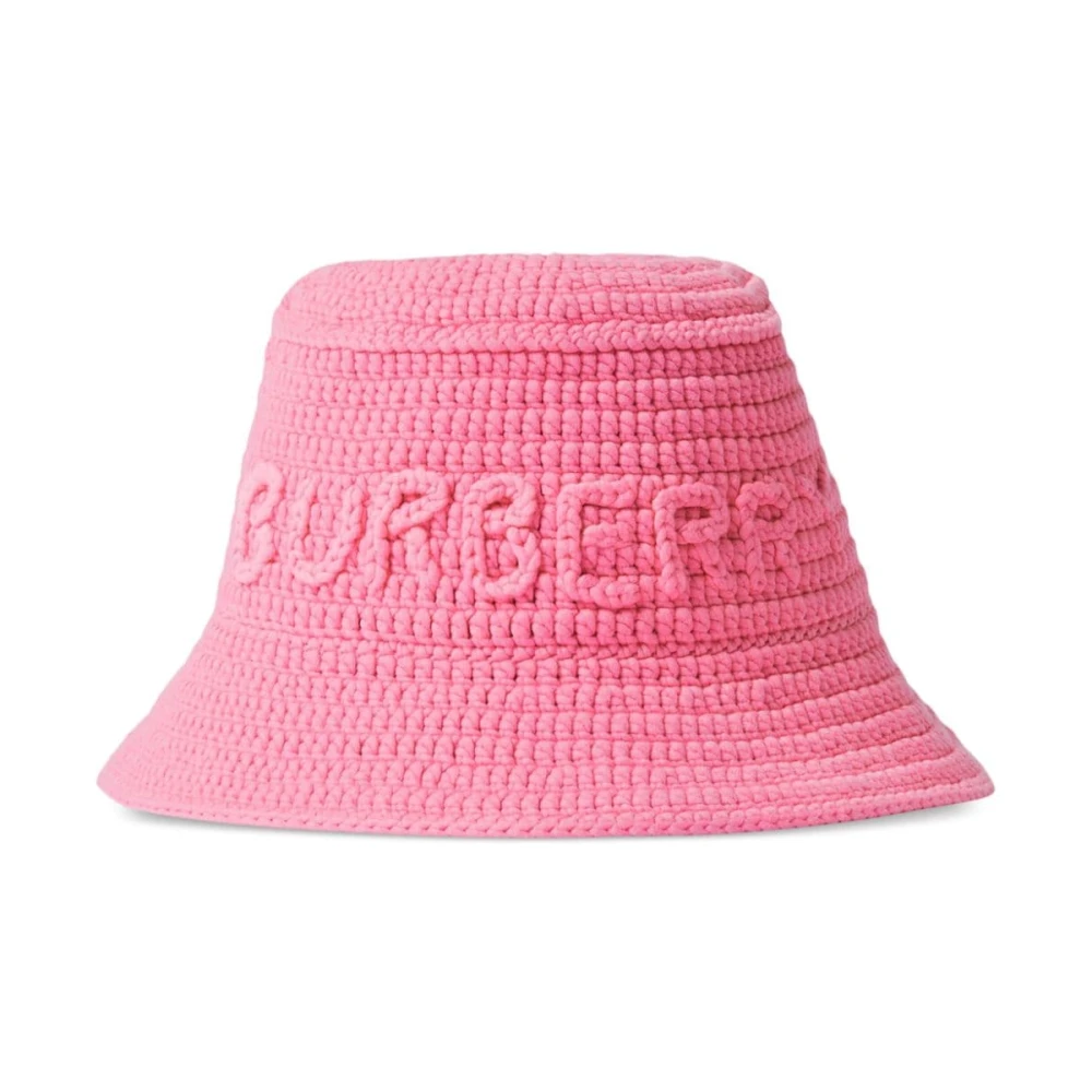 Burberry Roze Logo-Geborduurde Bucket Hoed Pink Heren