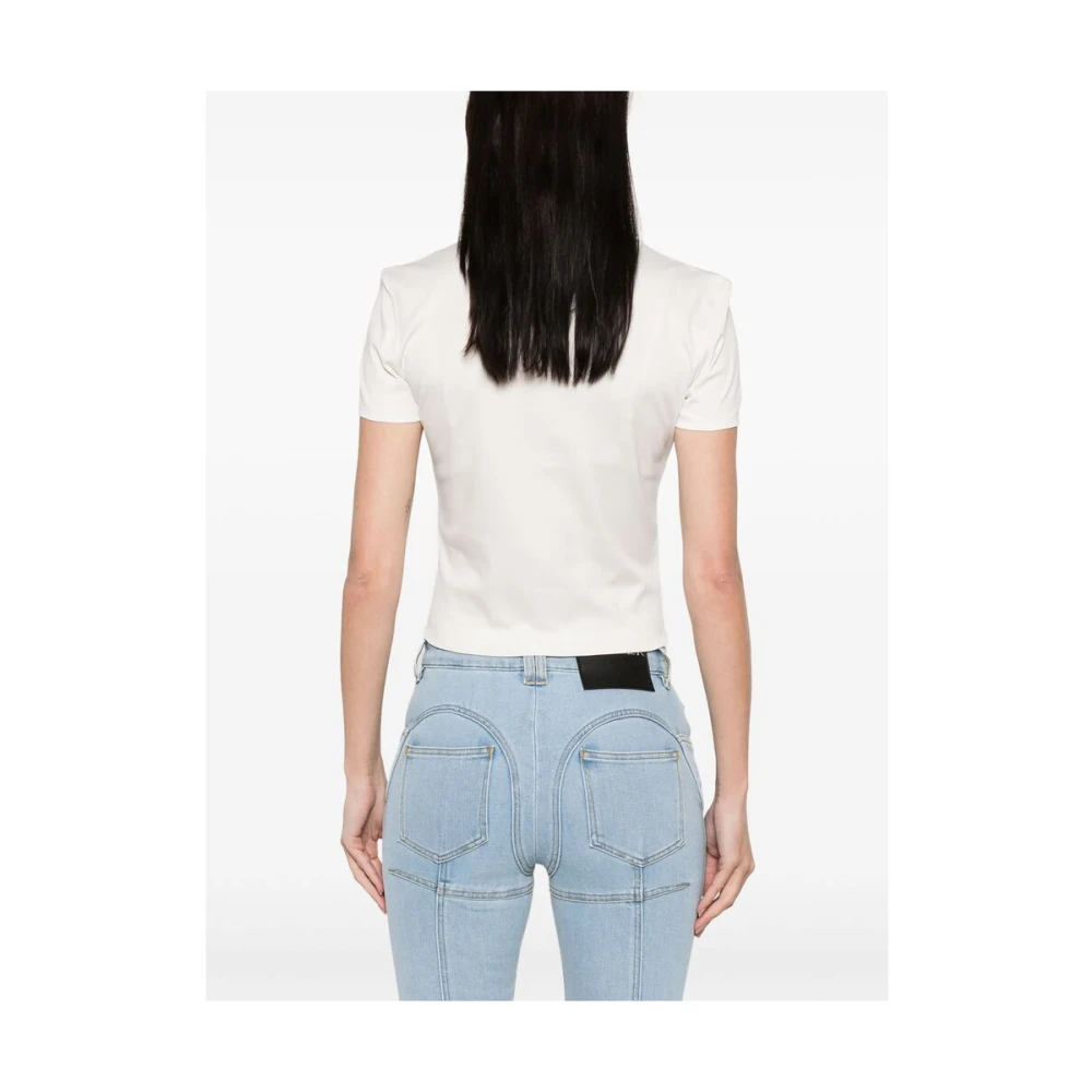 Mugler Witte Ronde Hals Korte Mouwen T-shirt White Dames