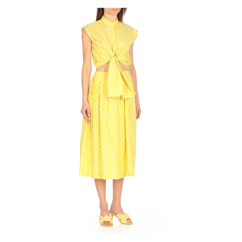 Fabiana Filippi Gele Mouwloze Pois Patroon Overhemd Yellow Dames