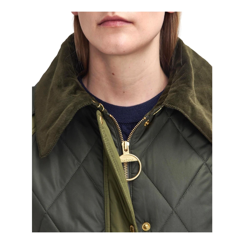 Barbour Cookston Longline Quilted Jacket Green Dames
