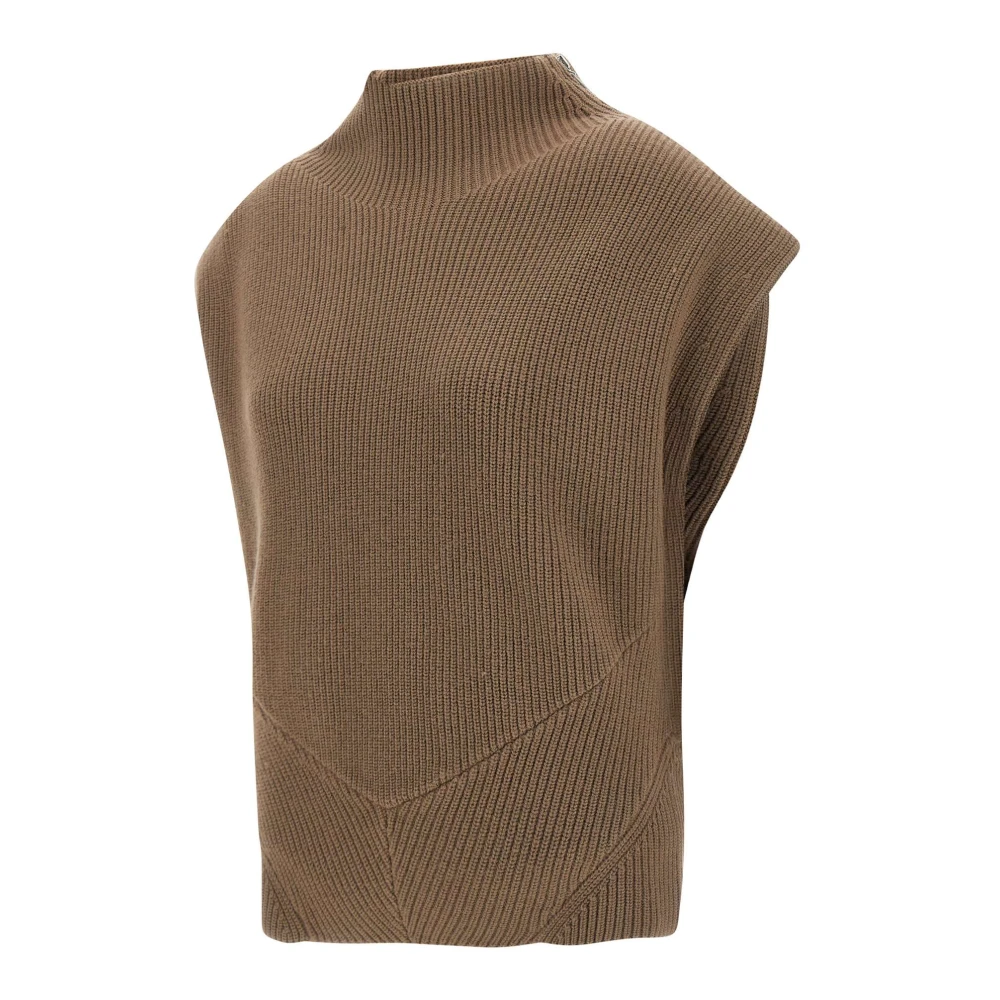 IRO Koffie Mouwloze Trui met Hoge Kraag Brown Dames