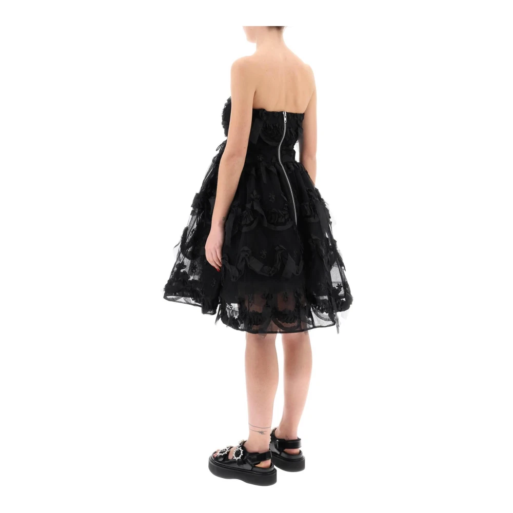 Simone Rocha Tule jurk met strikken en borduurwerk Black Dames
