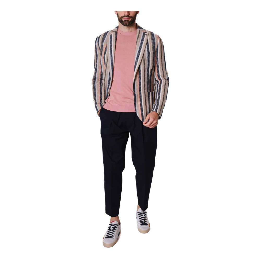 BOB Gestreepte Gebreide Blazer Jas Multicolor Heren