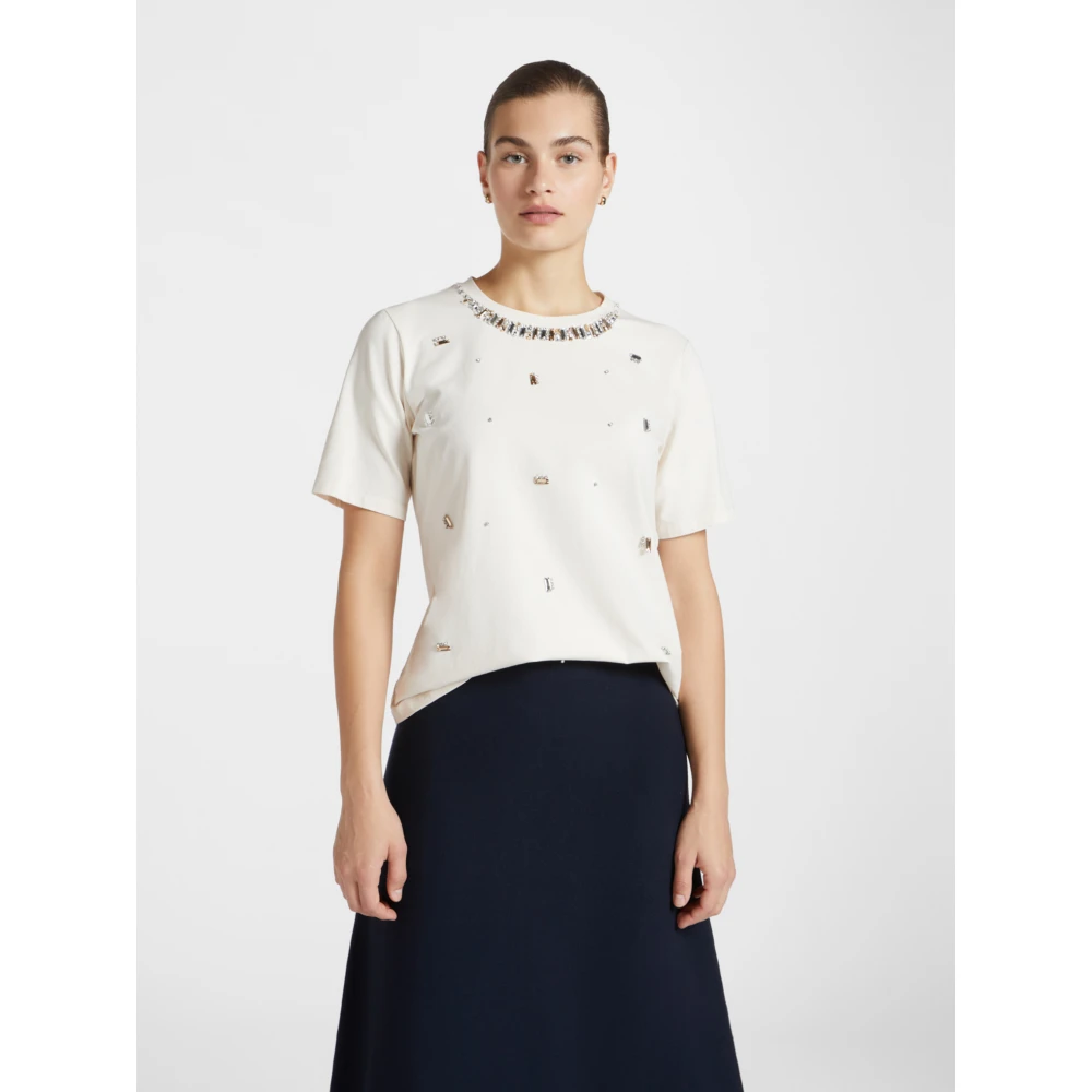 Elena Mirò Geborduurd T-shirt White Dames