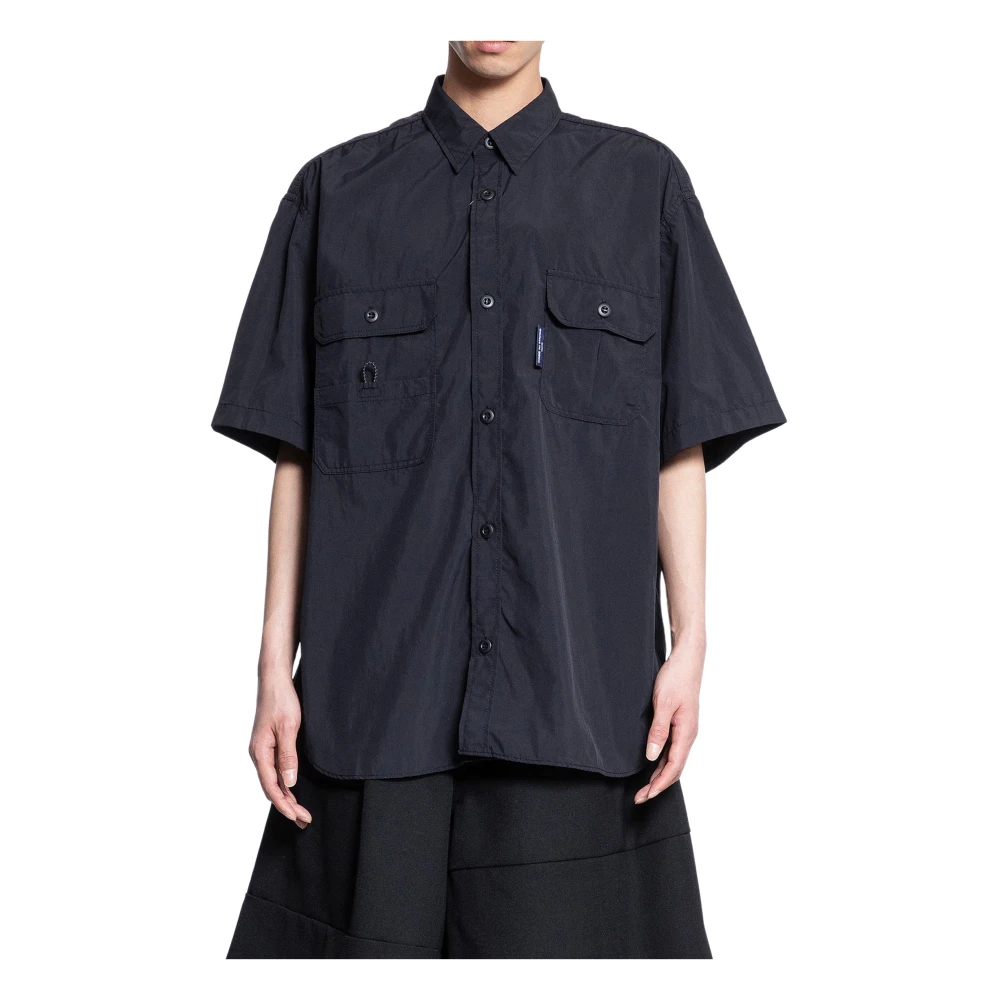 Comme des Garçons Svart Nylon Skrivmaskin Skjorta Black, Herr