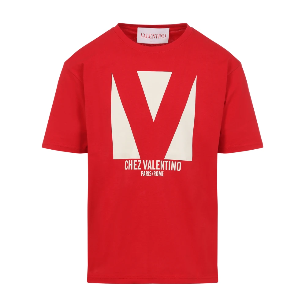 Valentino Rode Katoenen T-shirt voor Mannen Red Heren