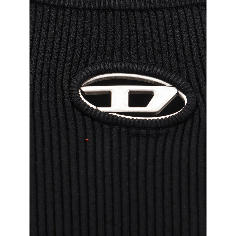 Diesel Zwarte Ronde Hals Lange Mouw Top Black Dames