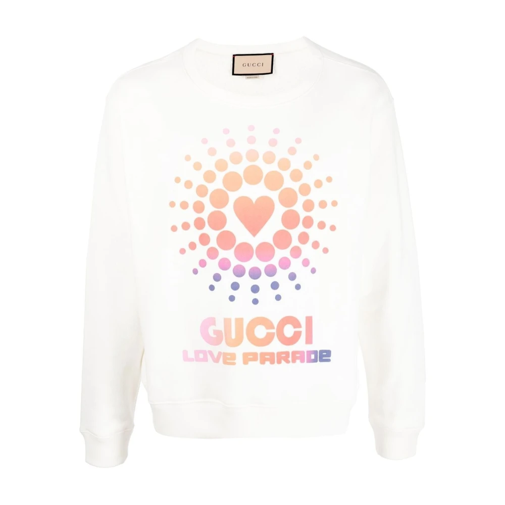 Gucci Witte Love Parade Heart Sun Sweater White Heren