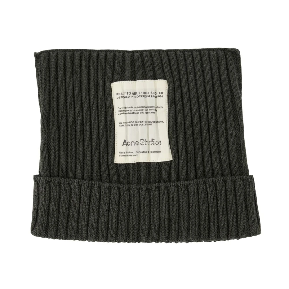 Acne Studios Unisex Green Ribbed Square Beanie