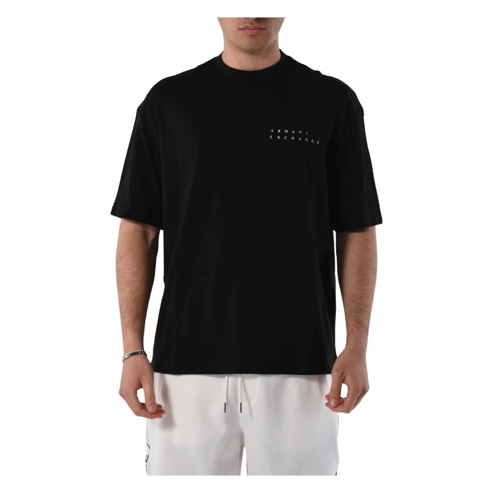 Armani Exchange Katoenen T-shirt met borstlogo Black Heren
