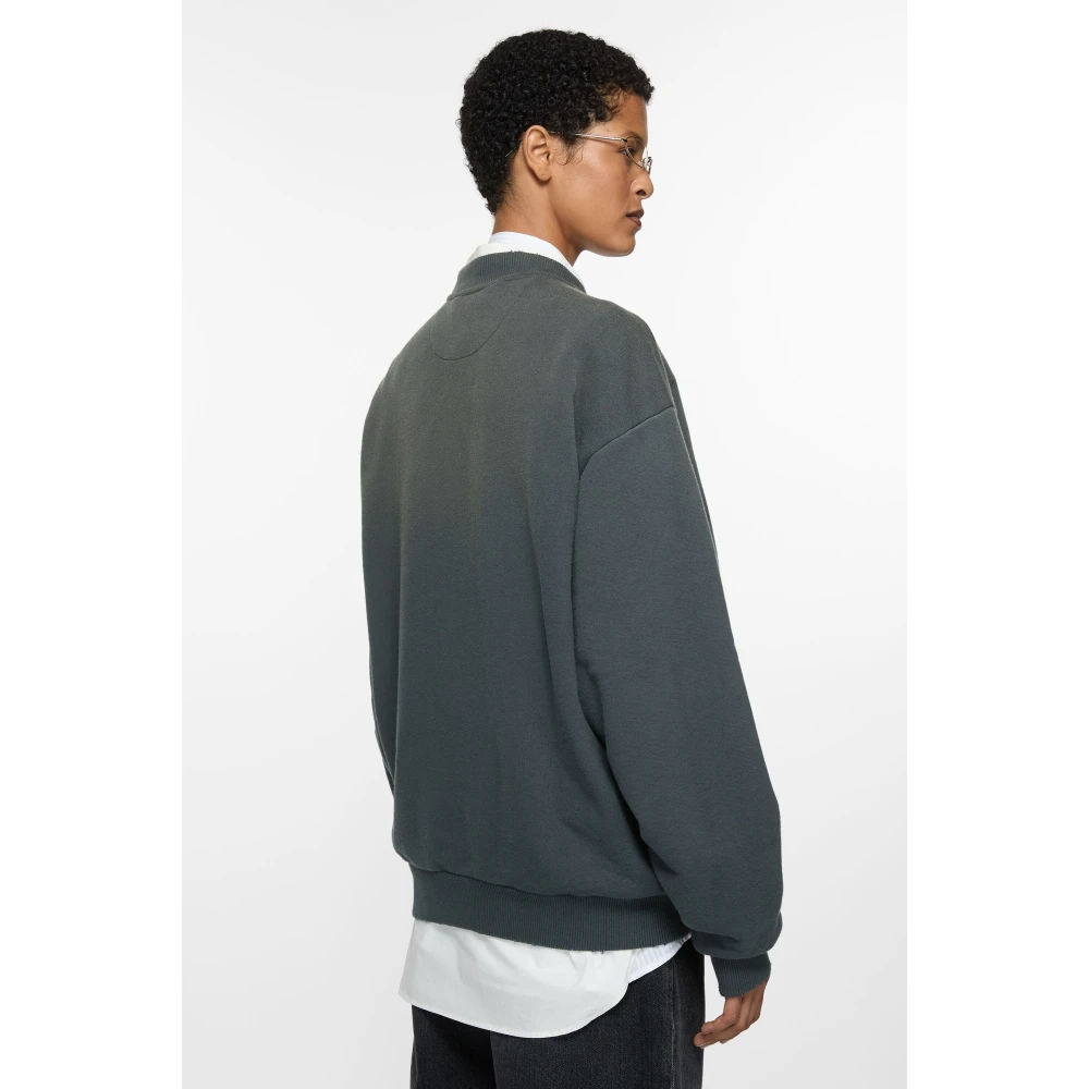 Acne Studios Logo Rits Sweater Distressed Ribbel Zakken Black Dames