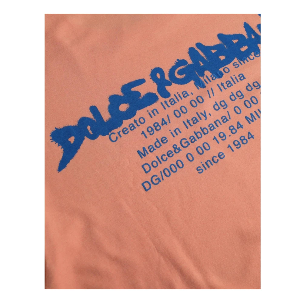 Dolce & Gabbana Koraal Logo Print T-shirt Orange Heren
