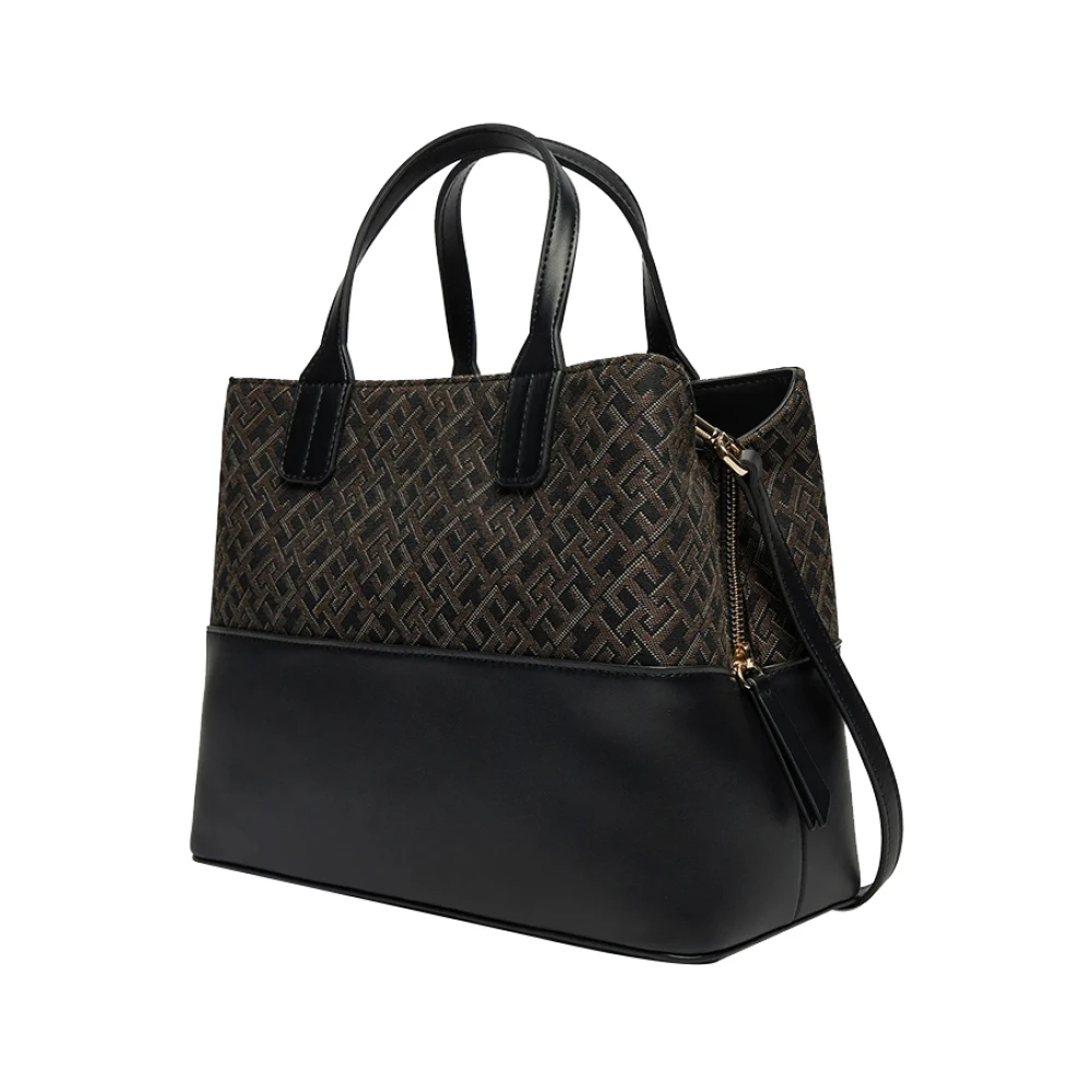 Tommy Hilfiger Elegante Zwarte Handtas met Gouden Details Black Dames