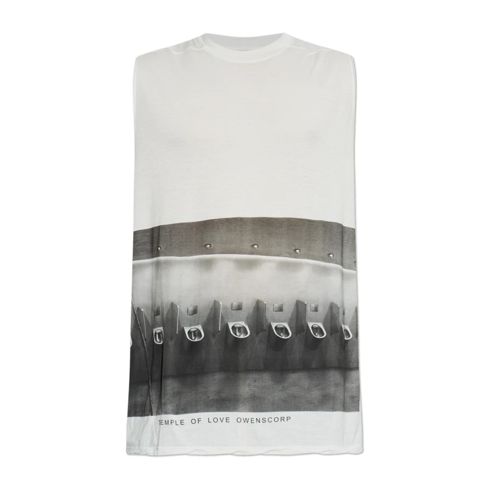 Rick Owens Men's Gray Jumbo Printed Top