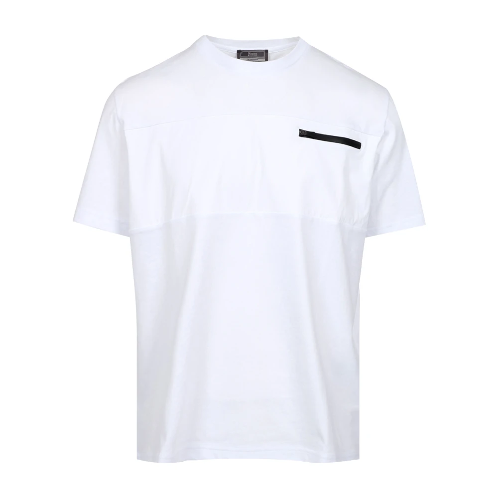 Herno Mannelijk Wit Tops Heren, Xl, Katoen, Zip-Pocket Panelled T-Shirt