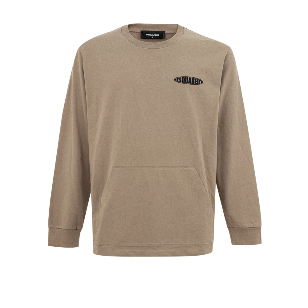 Dsquared2 Lange Mouw Logo T-Shirt Beige Heren