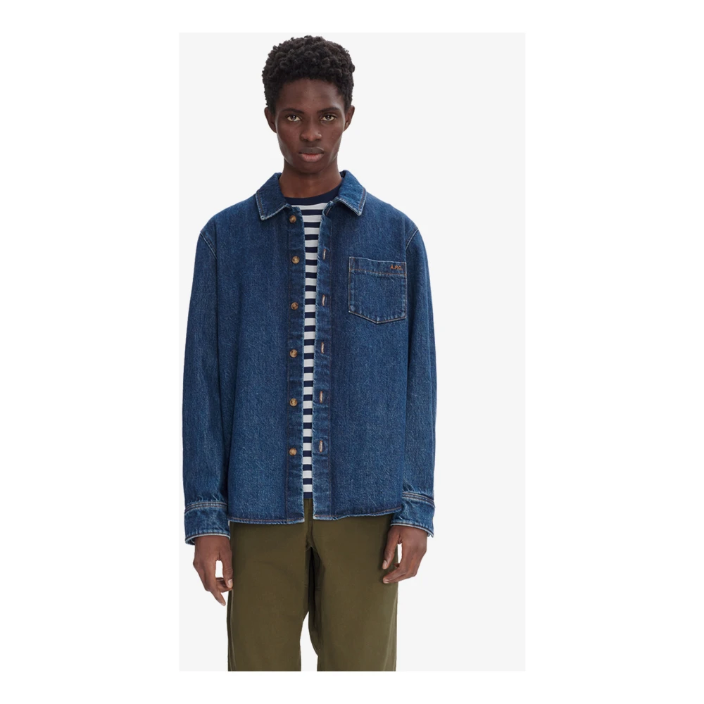 A.p.c. Geborduurde Vittorio Overhemd Blue Heren