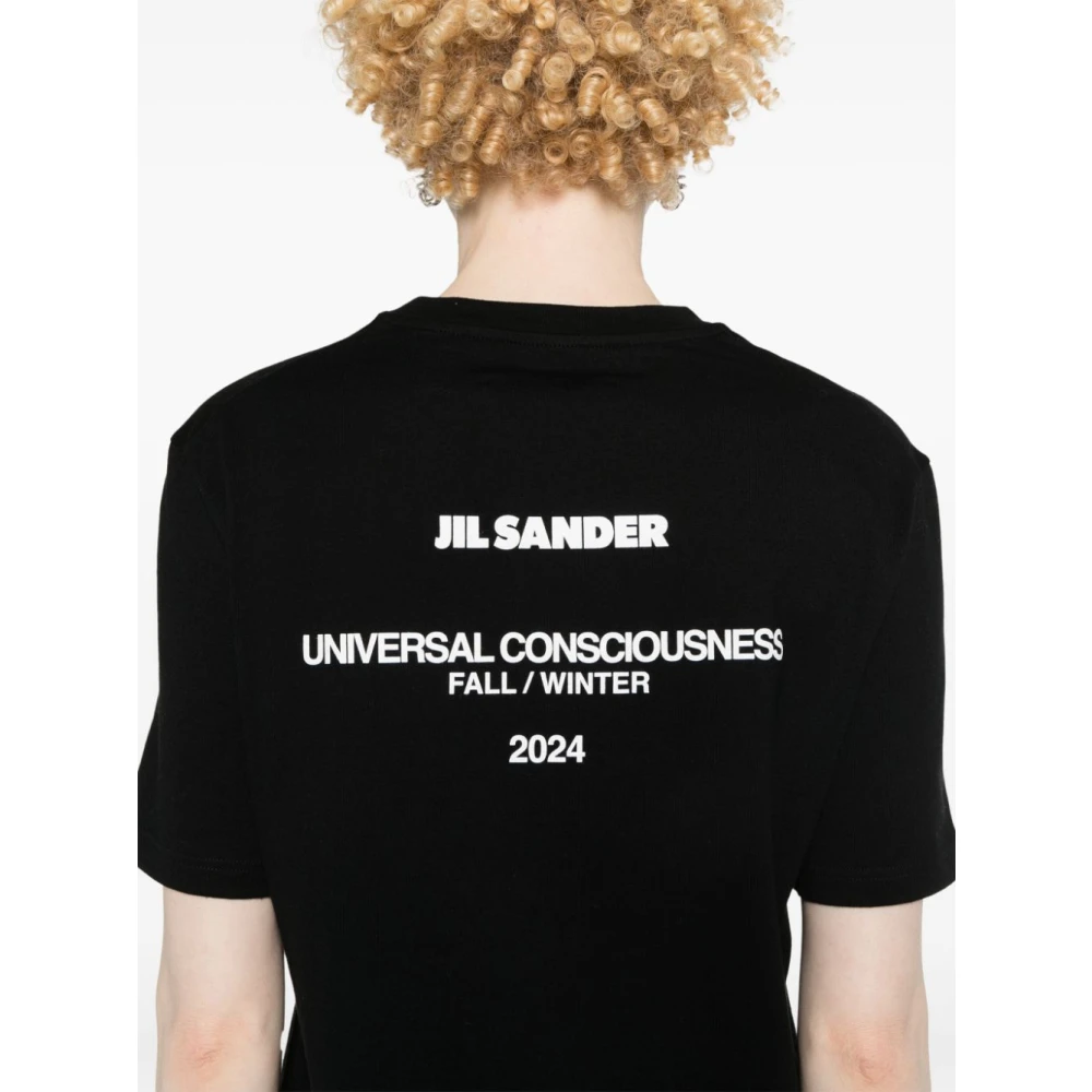 Jil Sander Zwart Katoenen Klassiek T-shirt Vrouwen Black Dames