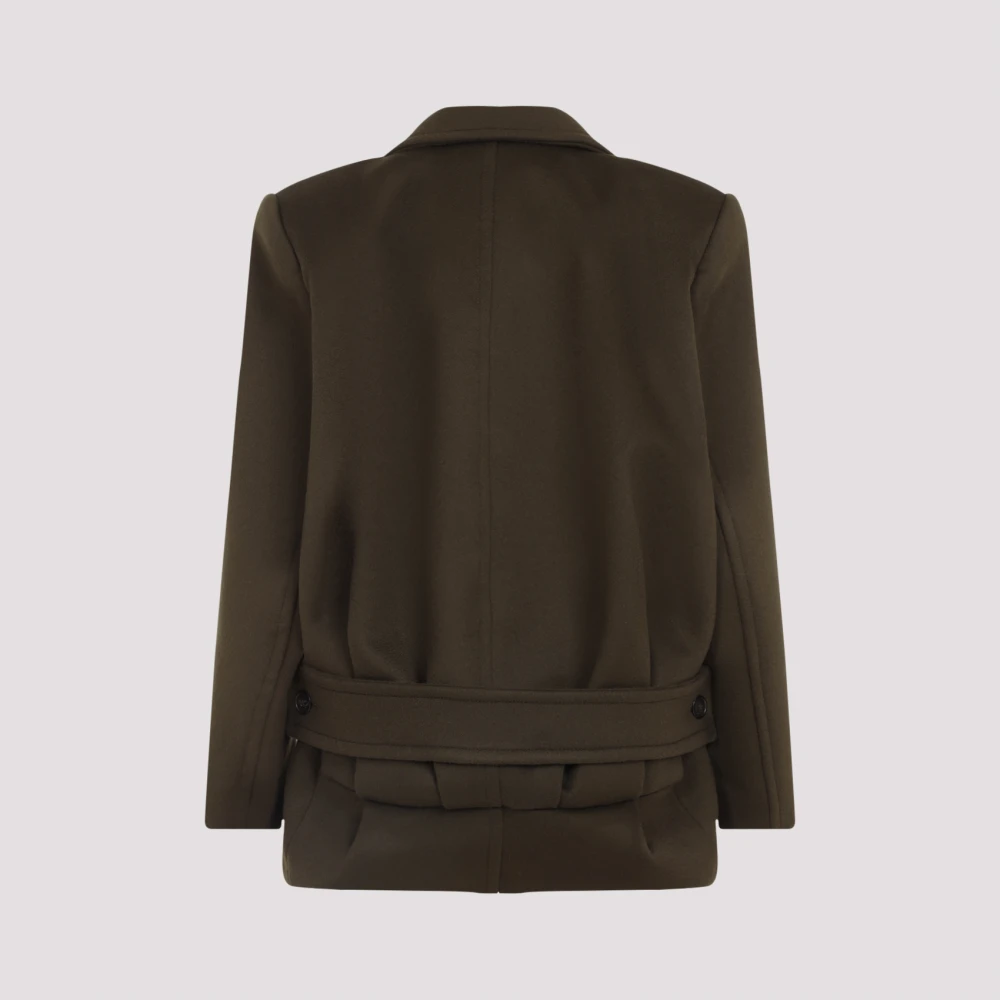 Saint Laurent Groene Wollen Jas Aw24 Green Dames