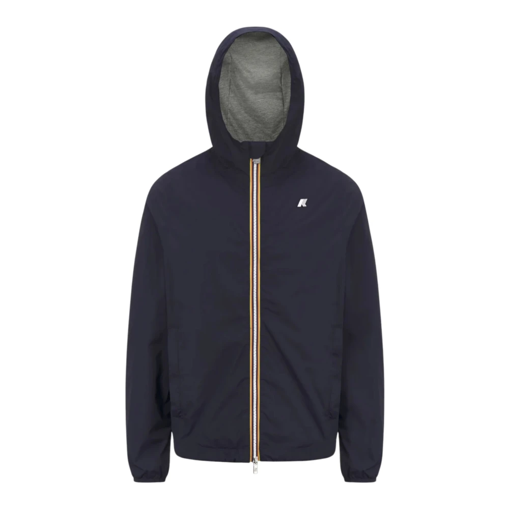 K-way Blauwe Stretch Nylon Jersey Jas Blue Heren