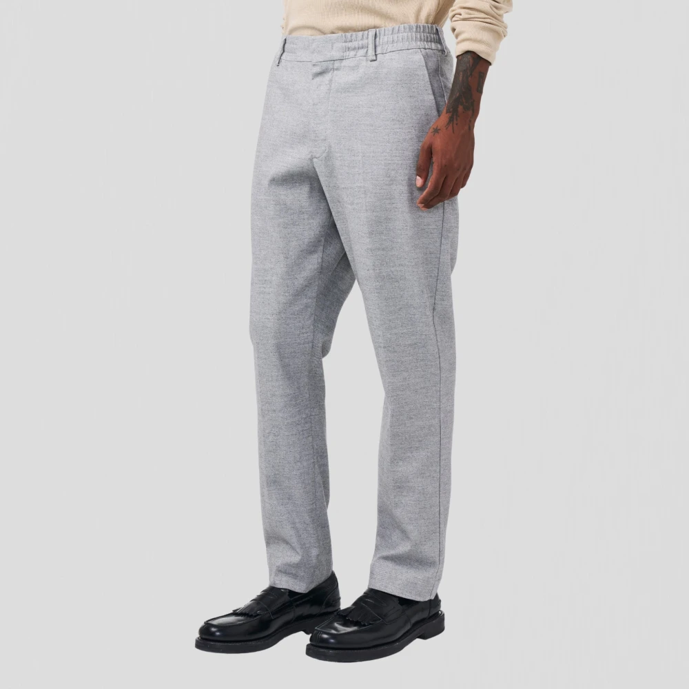 Nn07 Grijze Melange Tapered Leg Dress Broek Gray Heren