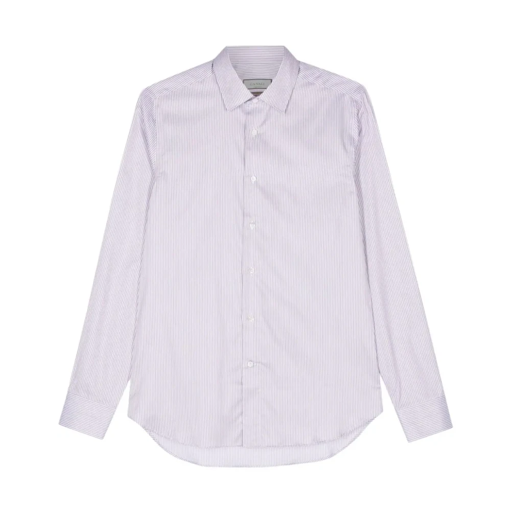 Canali Verticaal Gestreept Overhemd White Heren