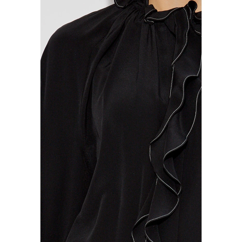 Victoria Beckham Zijden shirt met ruches Black Dames