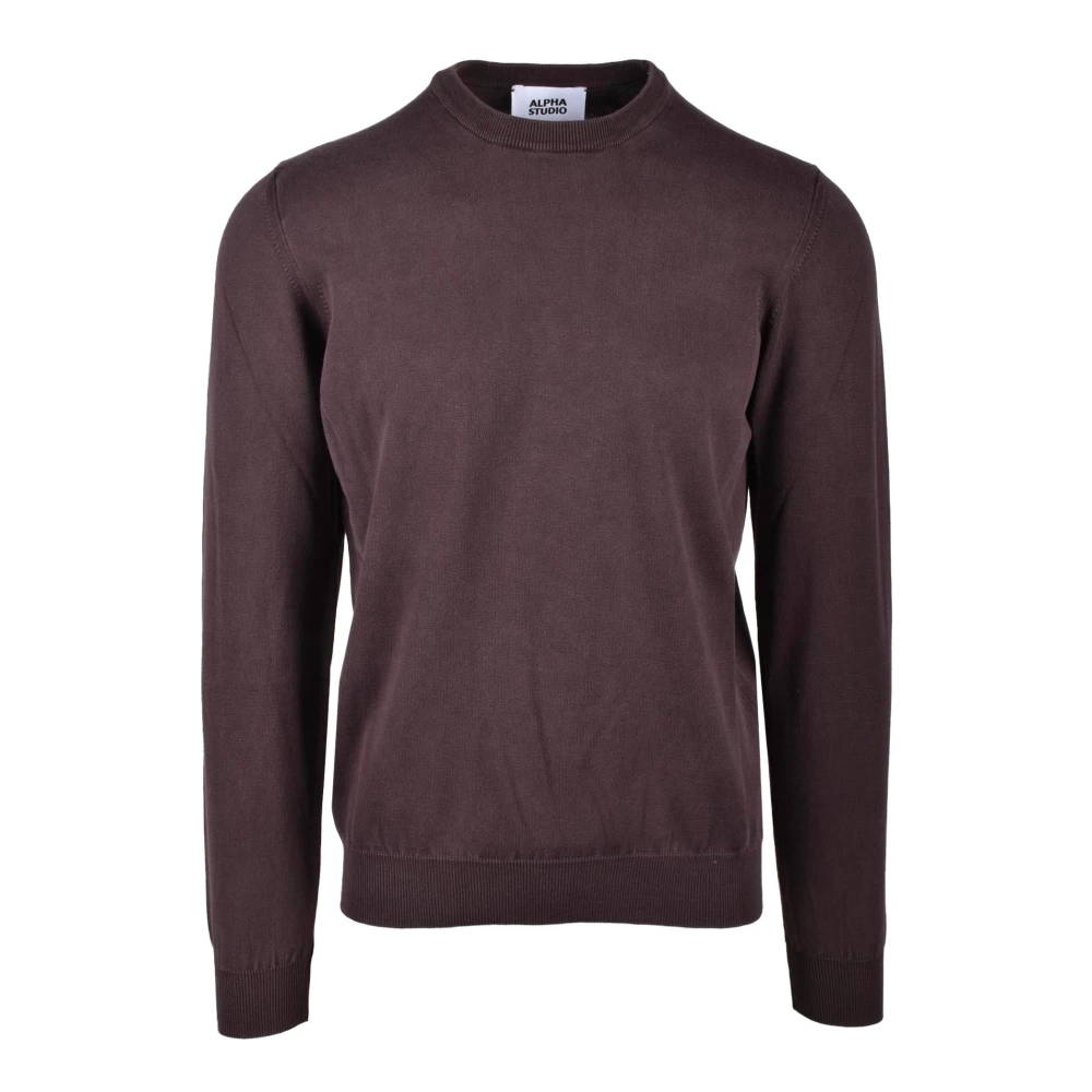 Alpha Studio Katoenen Gebreide Top Brown Heren