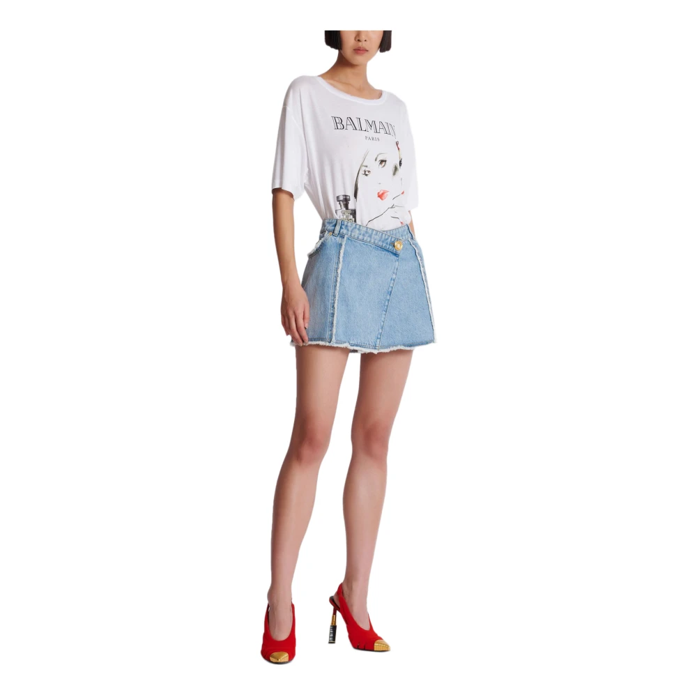 Balmain Asymmetrische denim rok Blue Dames