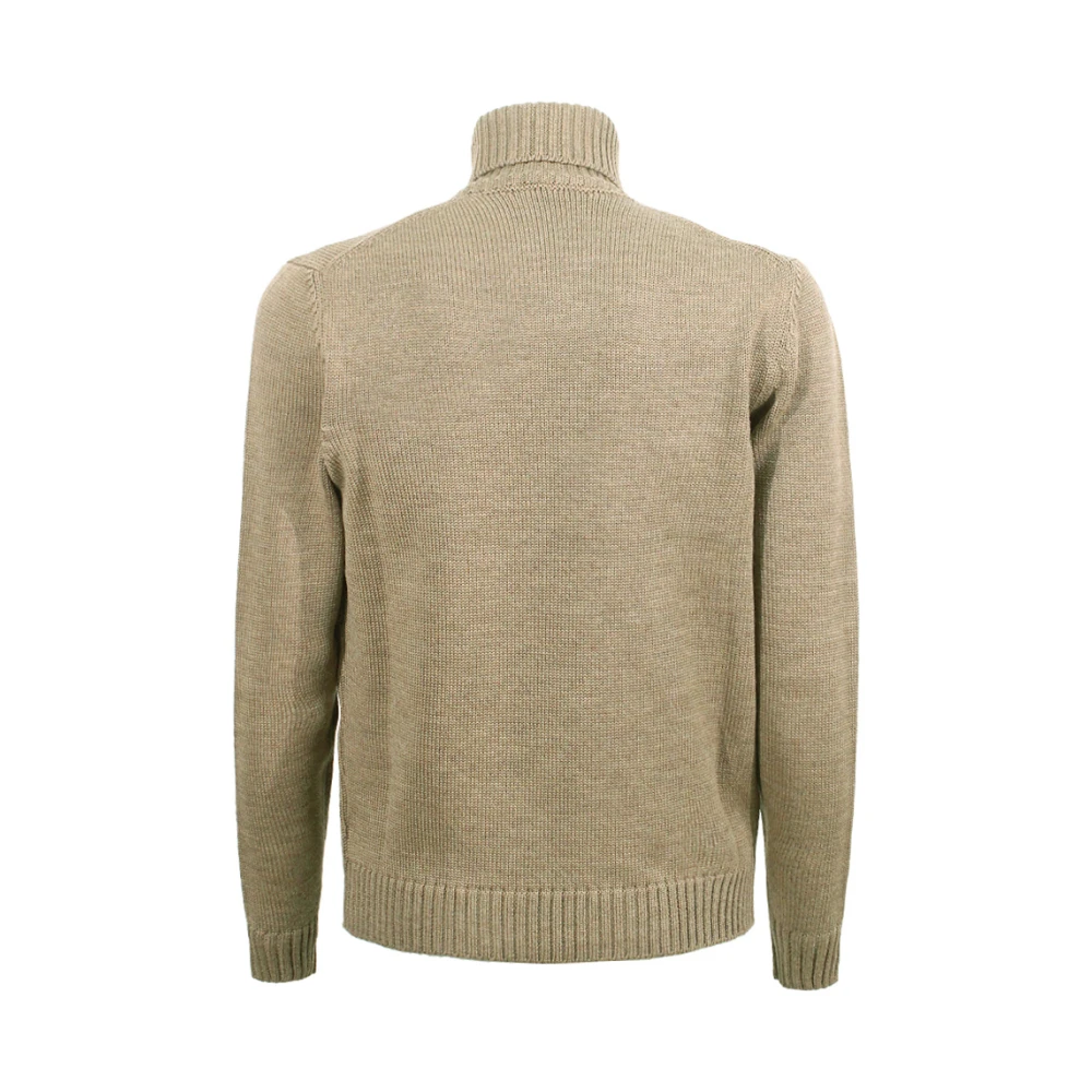 Zanone Merino Wol Coltrui Trui Kameel Brown Heren